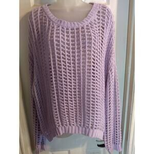 Veveret Top Open Knit Crochet Lavender Sz L Beach Boho Fairy